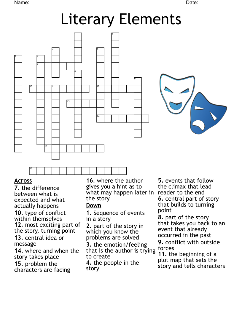 Literary Elements Crossword WordMint