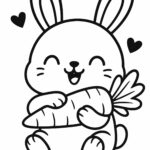 Little Rabbit And His Carrot Rabbit Bunny Coloring Pages