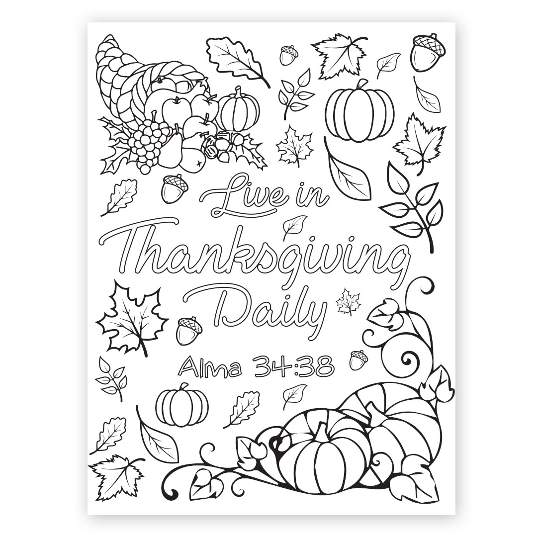Live In Thanksgiving Daily Coloring Page Digital Download In LDS Coloring Pages On LDSBookstore
