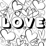 Love Coloring Page Digital Download Printable Heart Adult Fun Worksheets Library