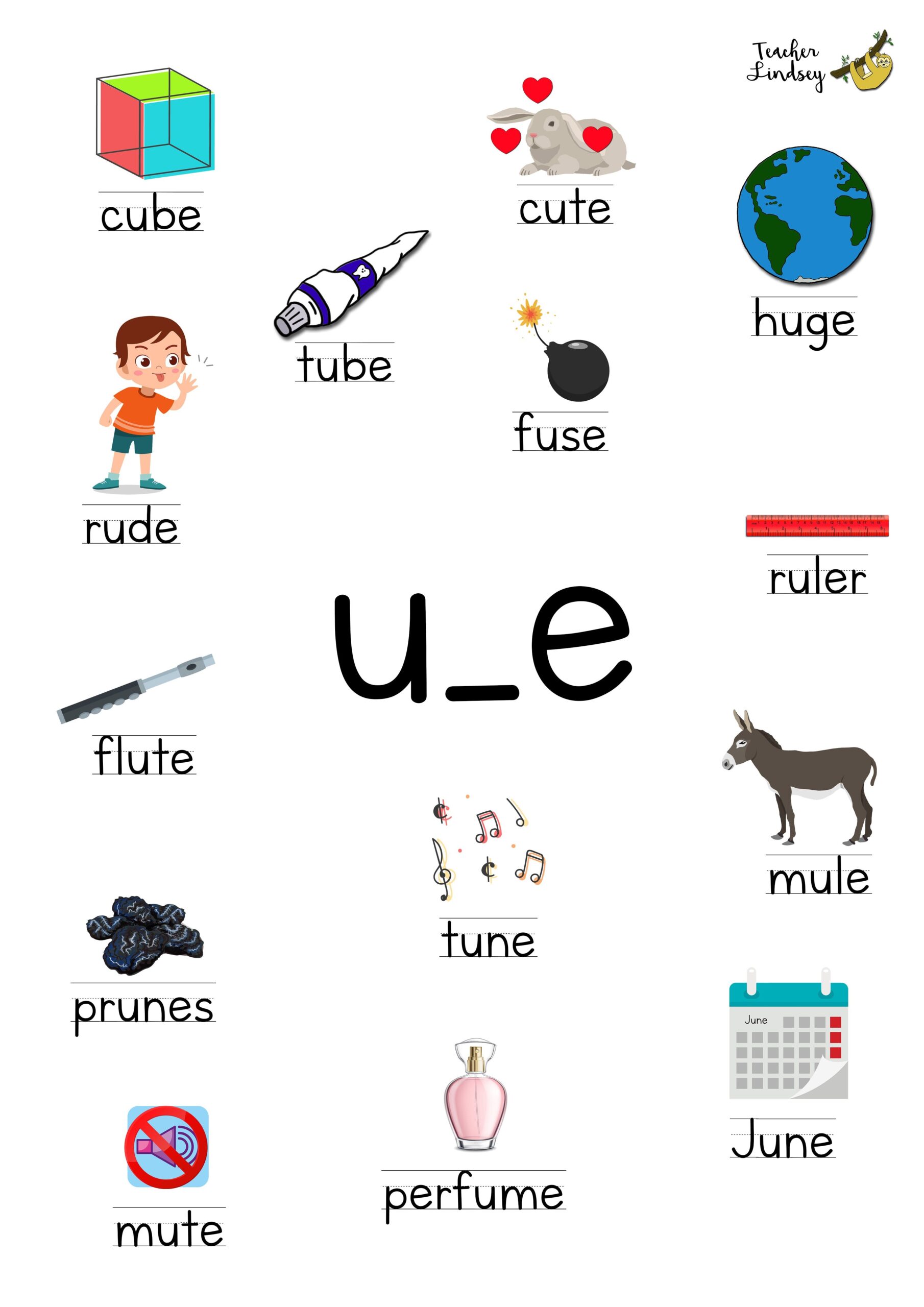 Magic E Words long Vowel U By Teacher Lindsey Magic E Words long Vowel U By Teacher Lindsey