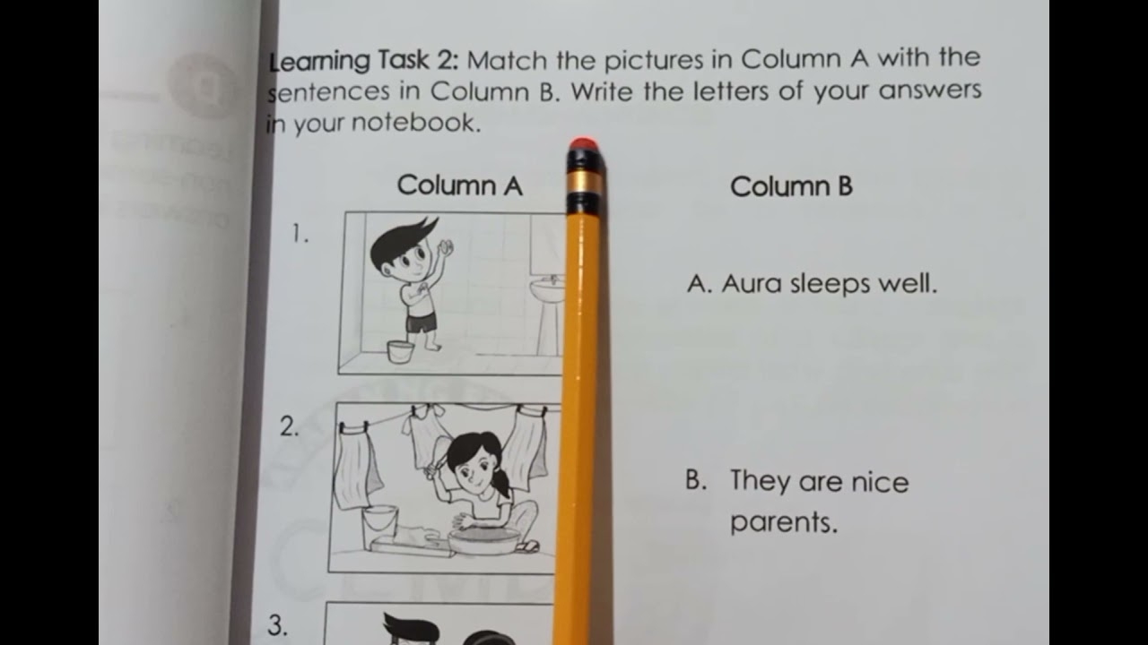 MATCH THE PICTURES IN COLUMN A WITH THE SENTENCES IN COLUMN B YouTube