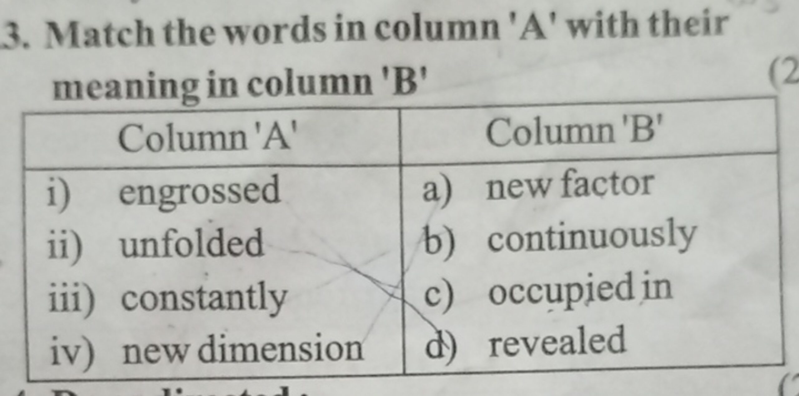 column a and column b
