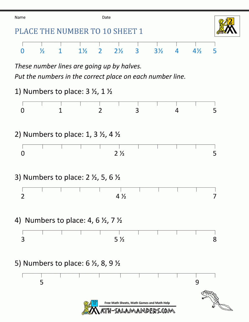 Math Number Line Worksheets Counting By Halves Math Number Line Worksheets Counting By Halves
