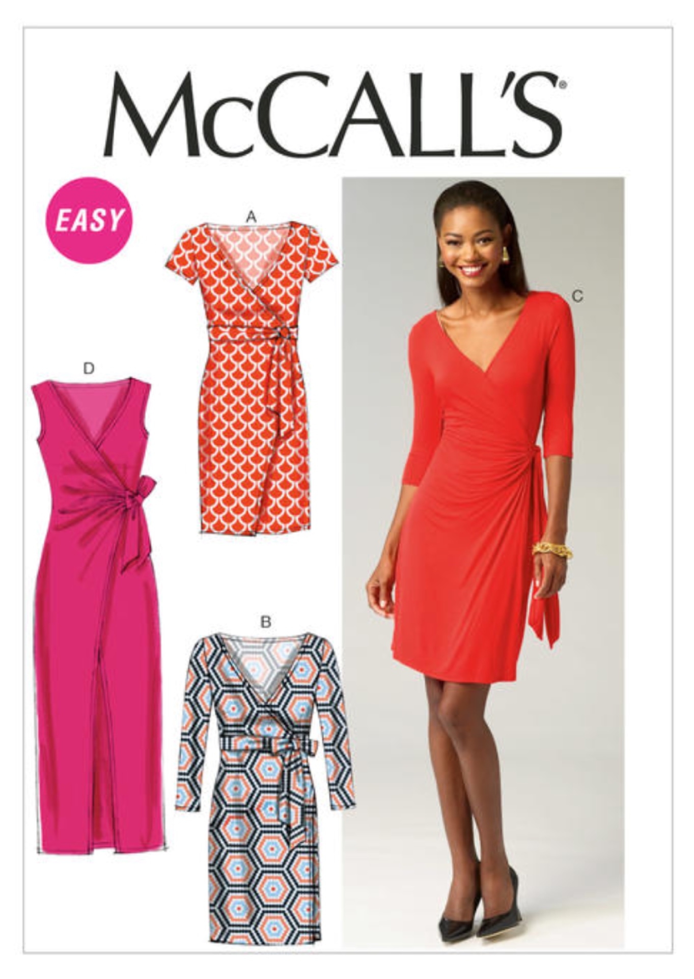 McCalls Easy Knit Wrap Dress Sewing Pattern