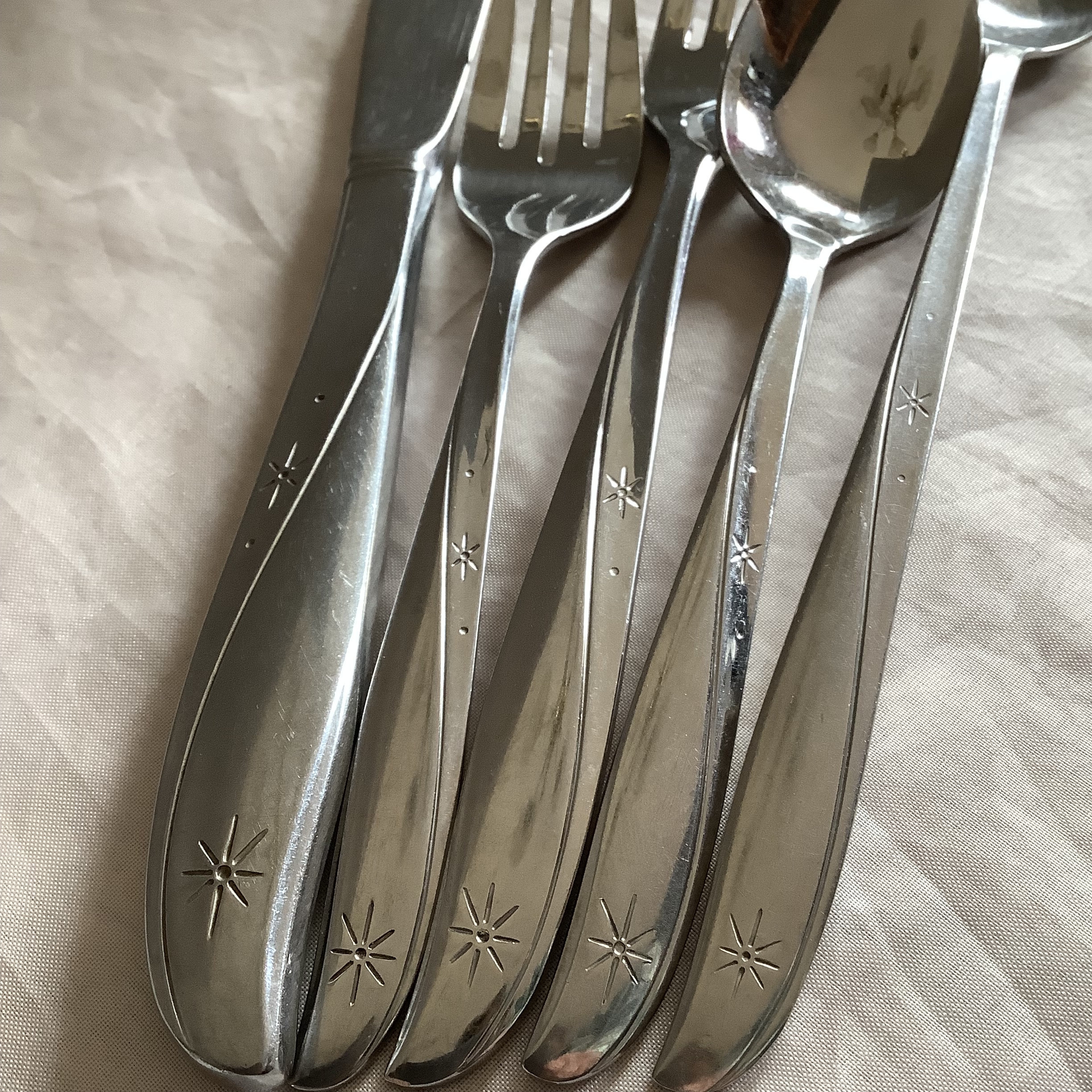 MCM TWIN STAR Oneida Community Stainless Flatware Atomic Starburst Swirl Design Choose Vintage Place Setting single Pieces On Dropdown Menu Etsy