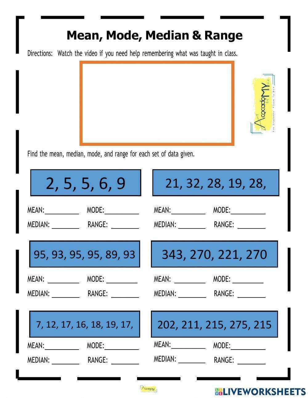 mean range median mode worksheets mean range median mode worksheets