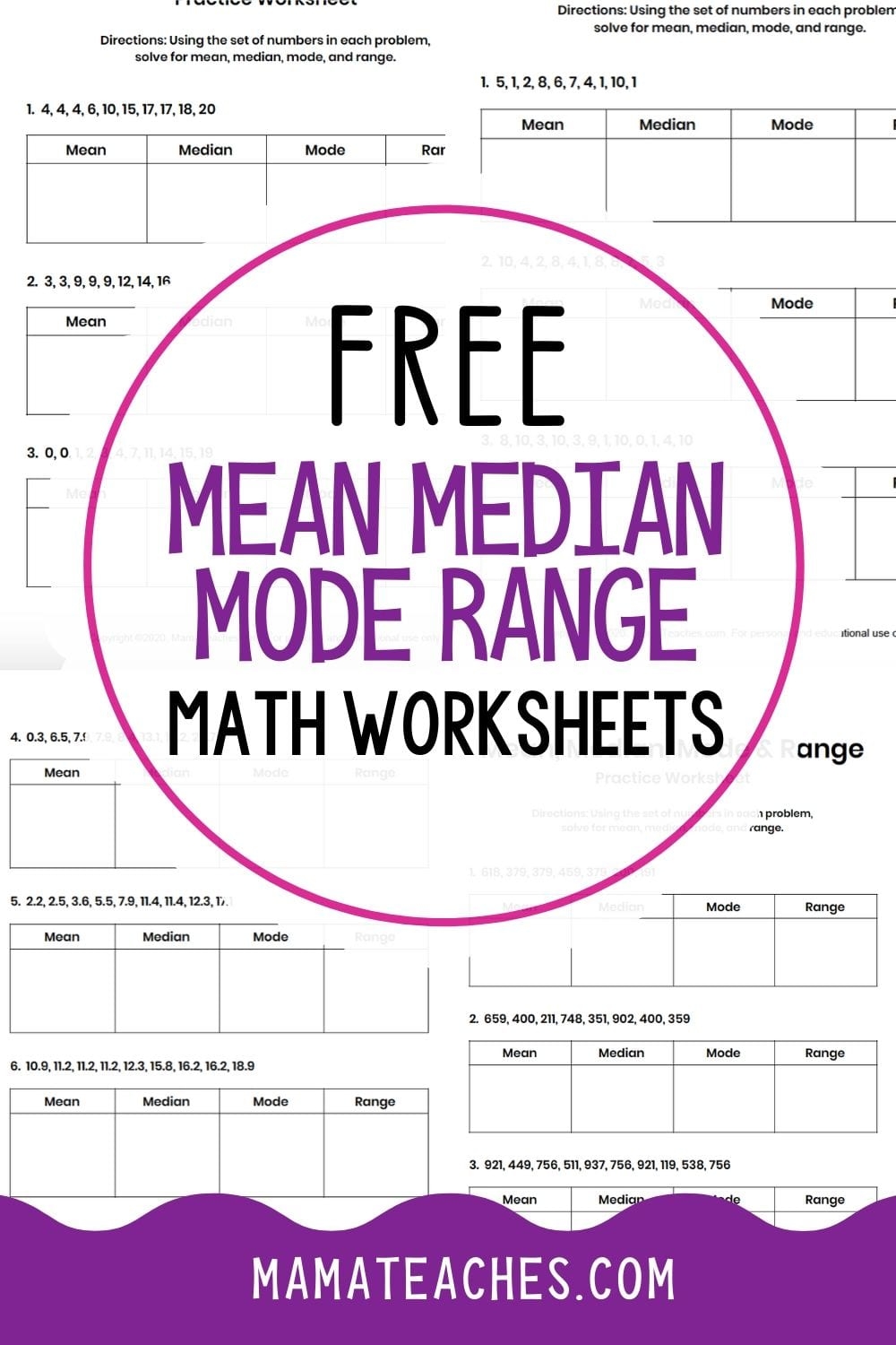 Mean Median Mode Range Worksheets Free Printables Mama Teaches Mean Median Mode Range Worksheets Free Printables Mama Teaches