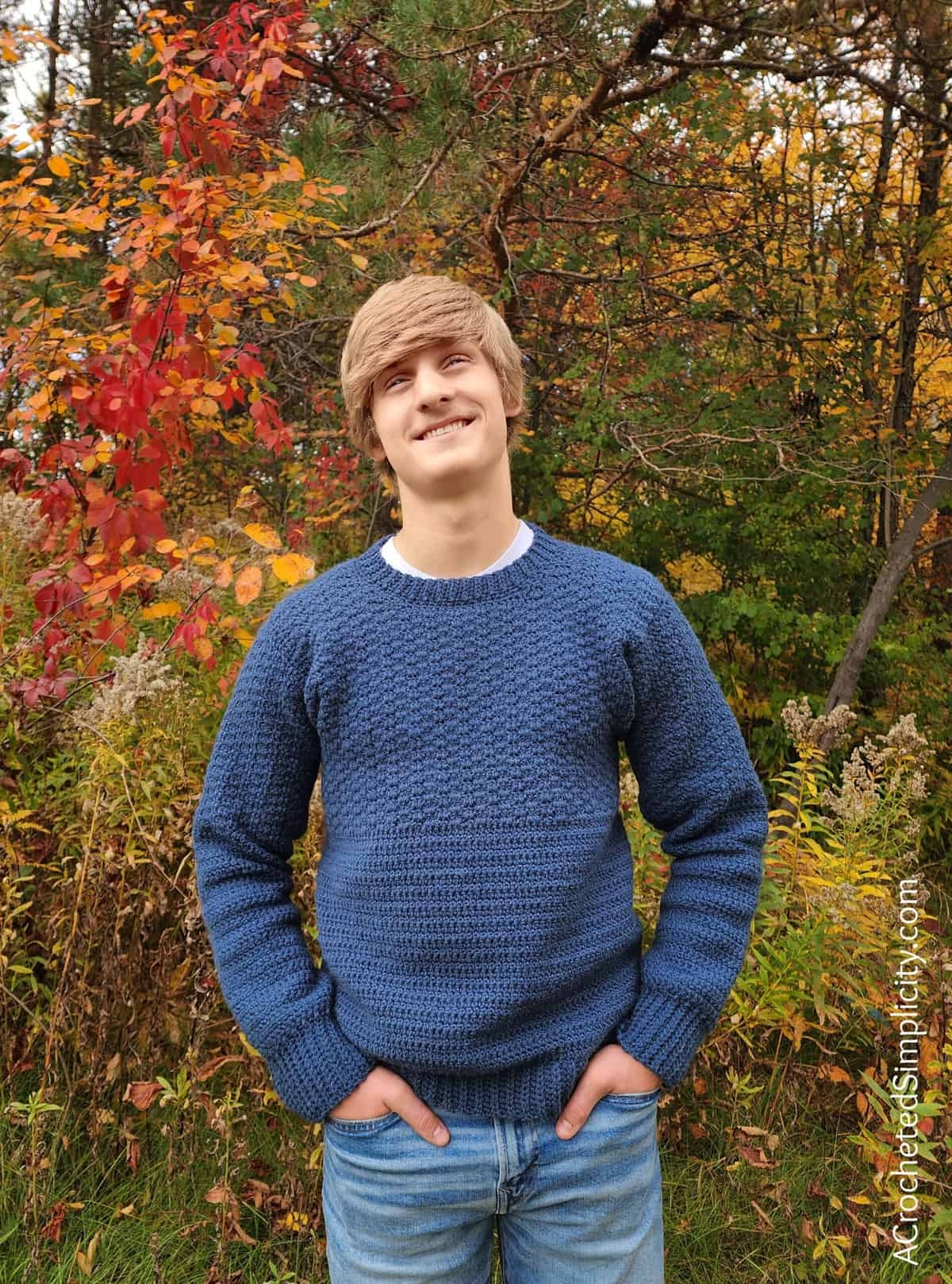 Men s Split Level Pullover Free Crochet Sweater Pattern A Crocheted Simplicity
