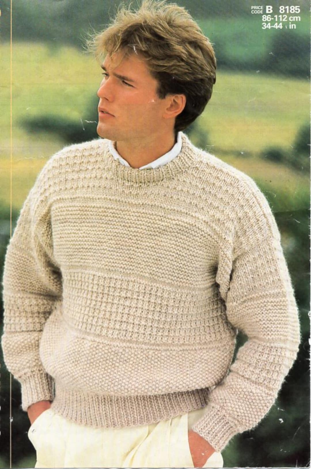 Mens Chunky Sweater Knitting Pattern Pdf Mens Crew Neck Jumper 34 44 Chunky Bulky 12ply Pdf Instant Download Etsy de