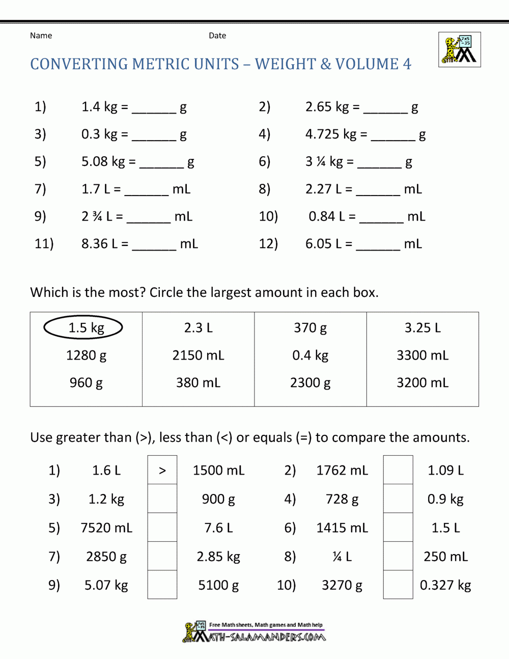 Metric Conversion Worksheet Worksheets Library