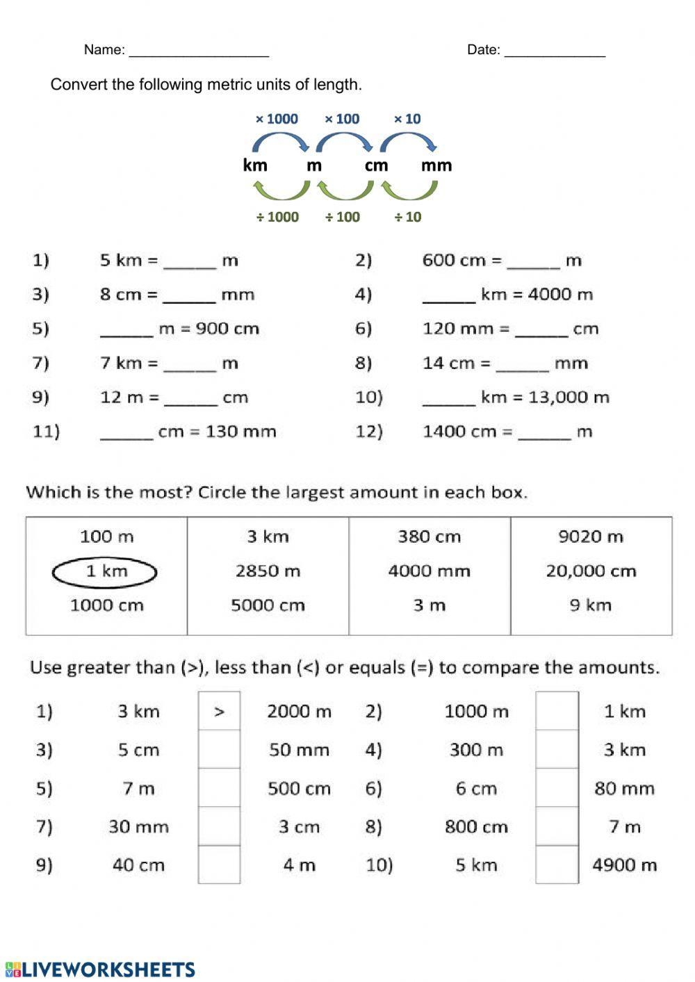 converting units of measurement worksheets