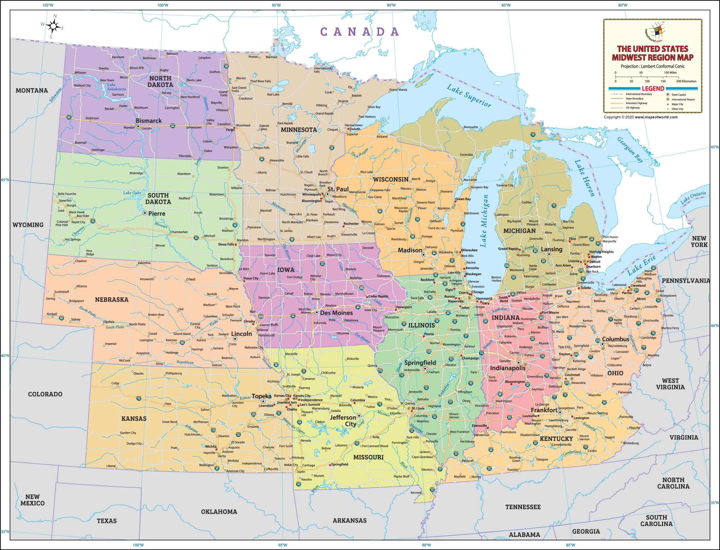 map midwest states and capitals map midwest states and capitals