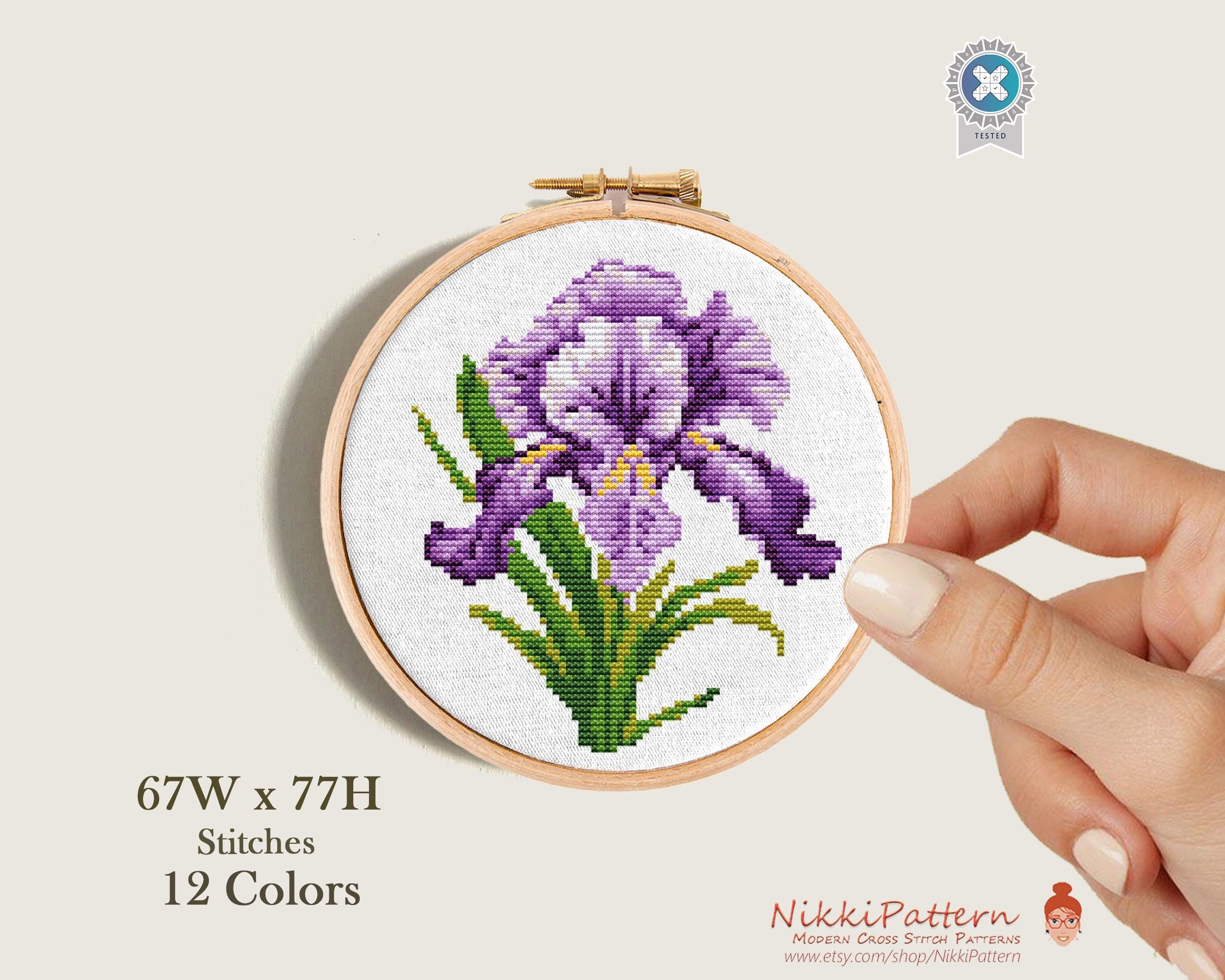 Mini Cross Stitch Pattern Tiny Iris Flower Floral Easy Embroidery Nature Pattern Floral Sampler Digital Instant Download PDF Etsy