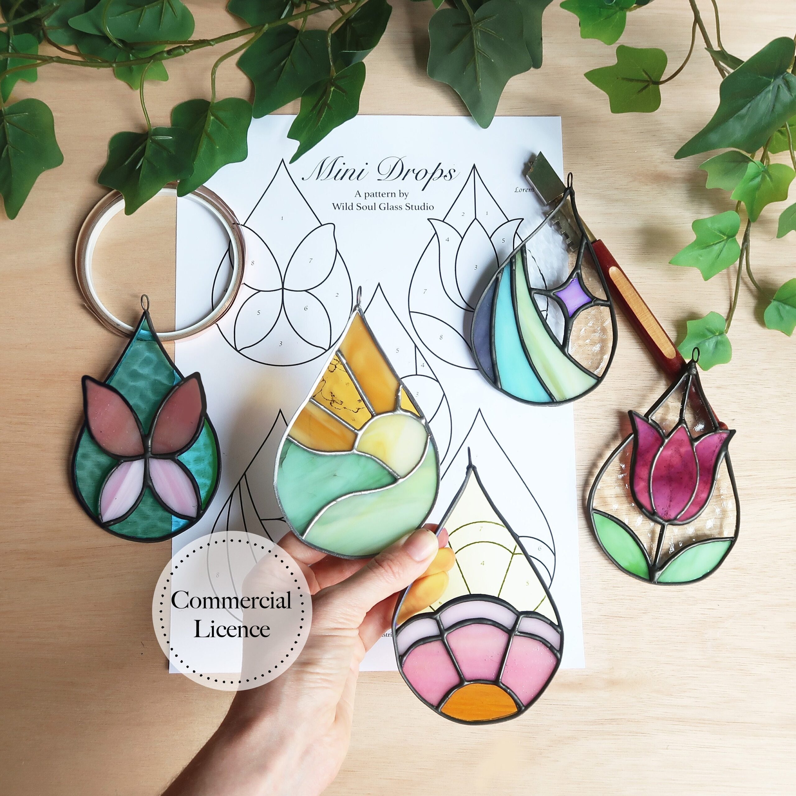 Mini Drops Stained Glass Pattern DIY Moon Flower digital Download Etsy Israel
