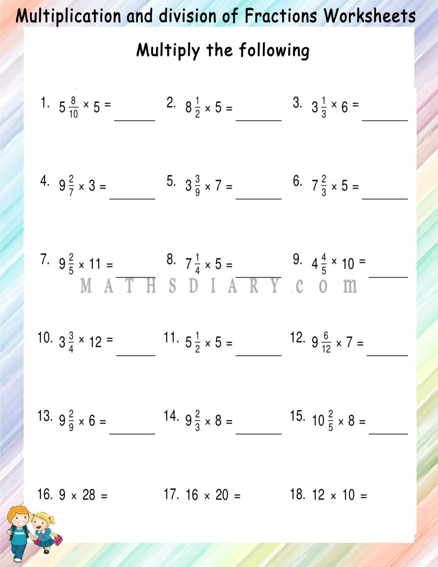 fraction division and multiplication worksheets fraction division and multiplication worksheets