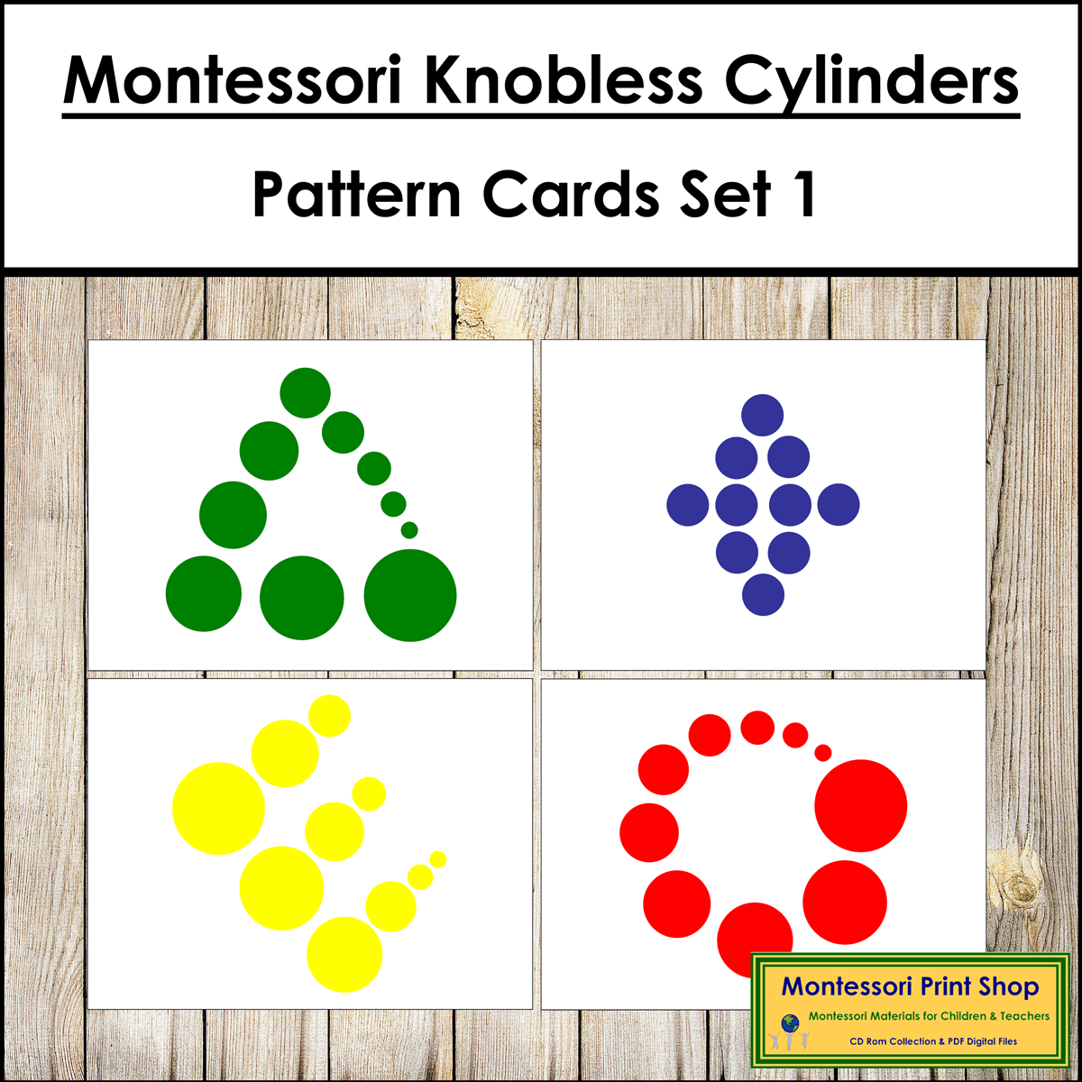 Montessori Knobless Cylinder Pattern Cards Set 1 Made By Teachers
