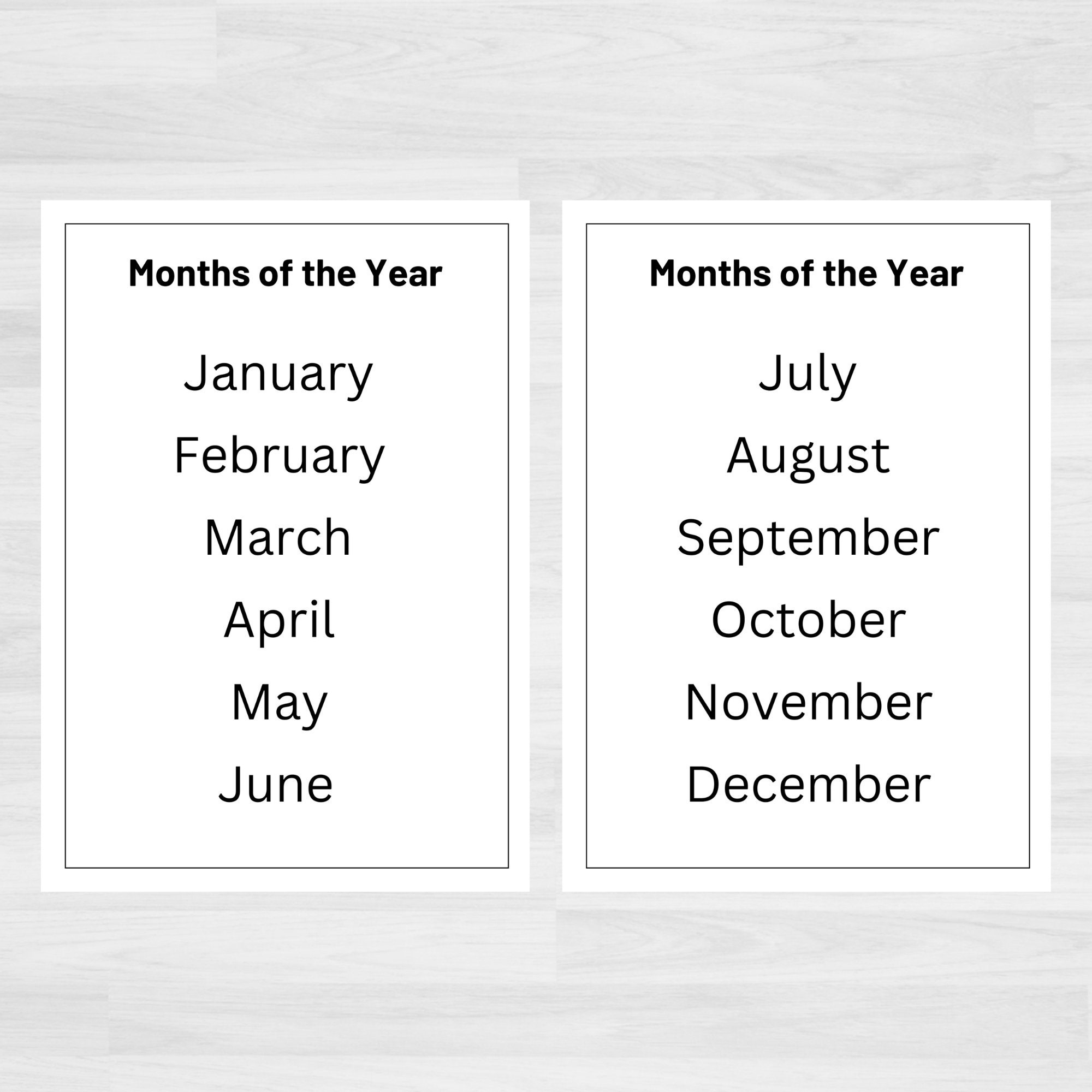 Months Of The Year Printable Chart Classroom Learning digital Download Etsy