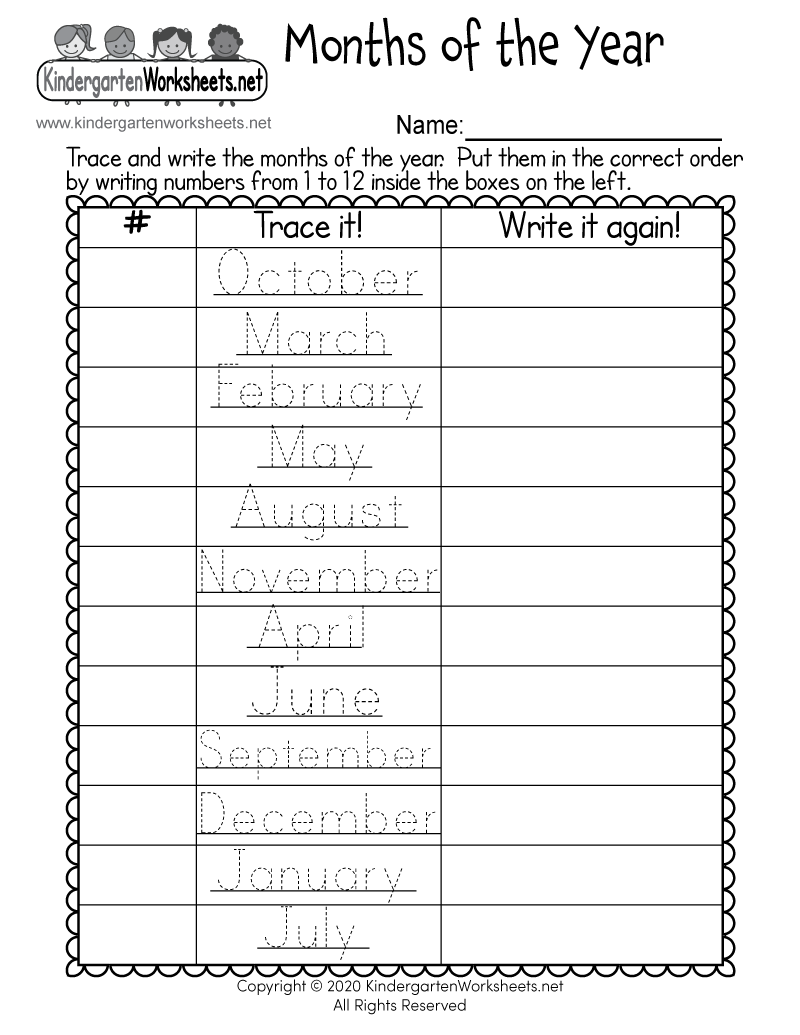 Months Of The Year Worksheet Free Printable Digital PDF