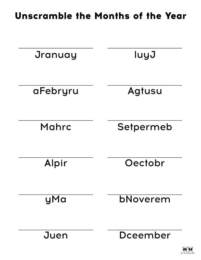 Months Of The Year Worksheets amp Printables Printabulls Worksheets Library
