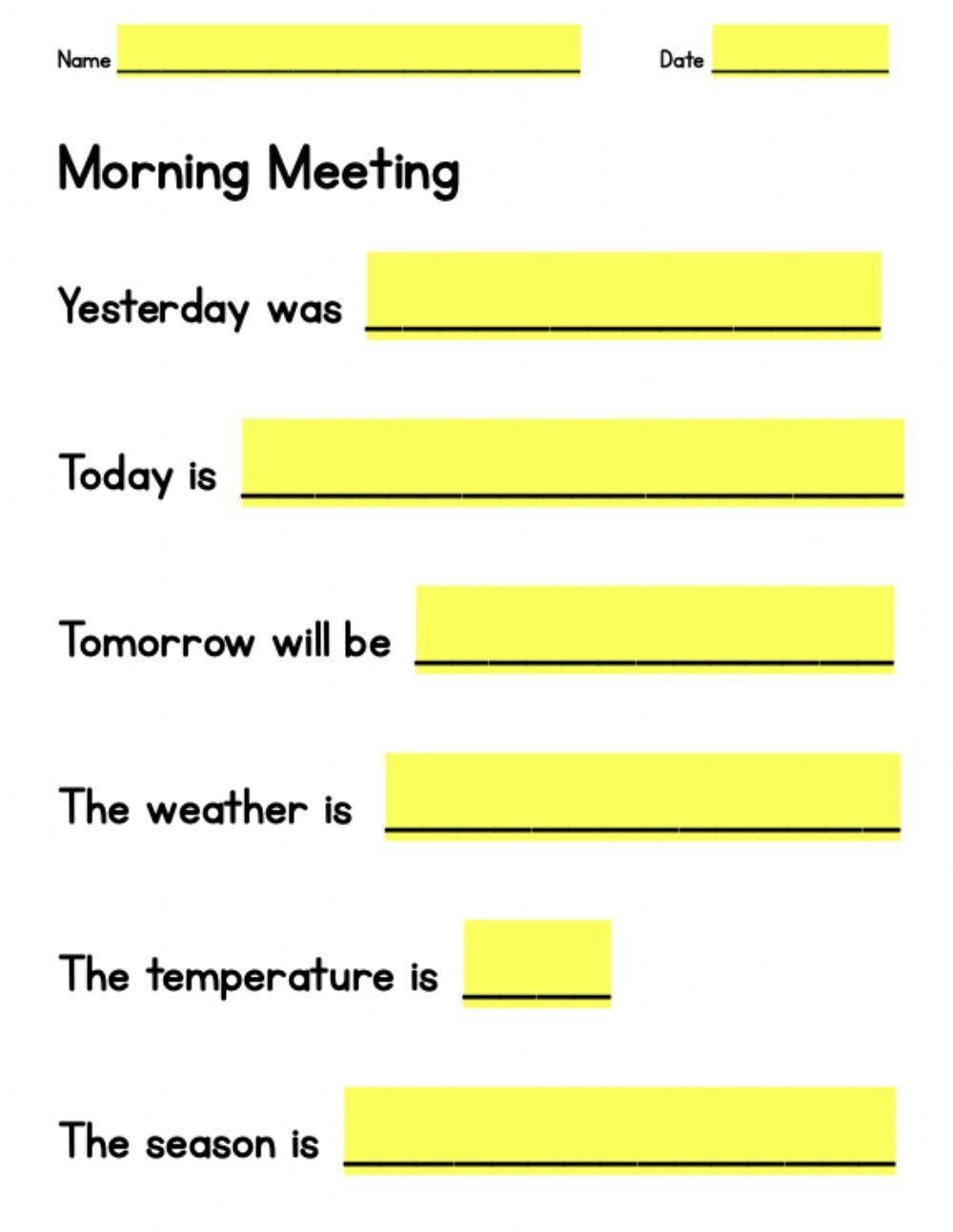 Morning Meeting Worksheet Worksheet Live Worksheets Worksheets Library Morning Meeting Worksheet Worksheet Live Worksheets Worksheets Library
