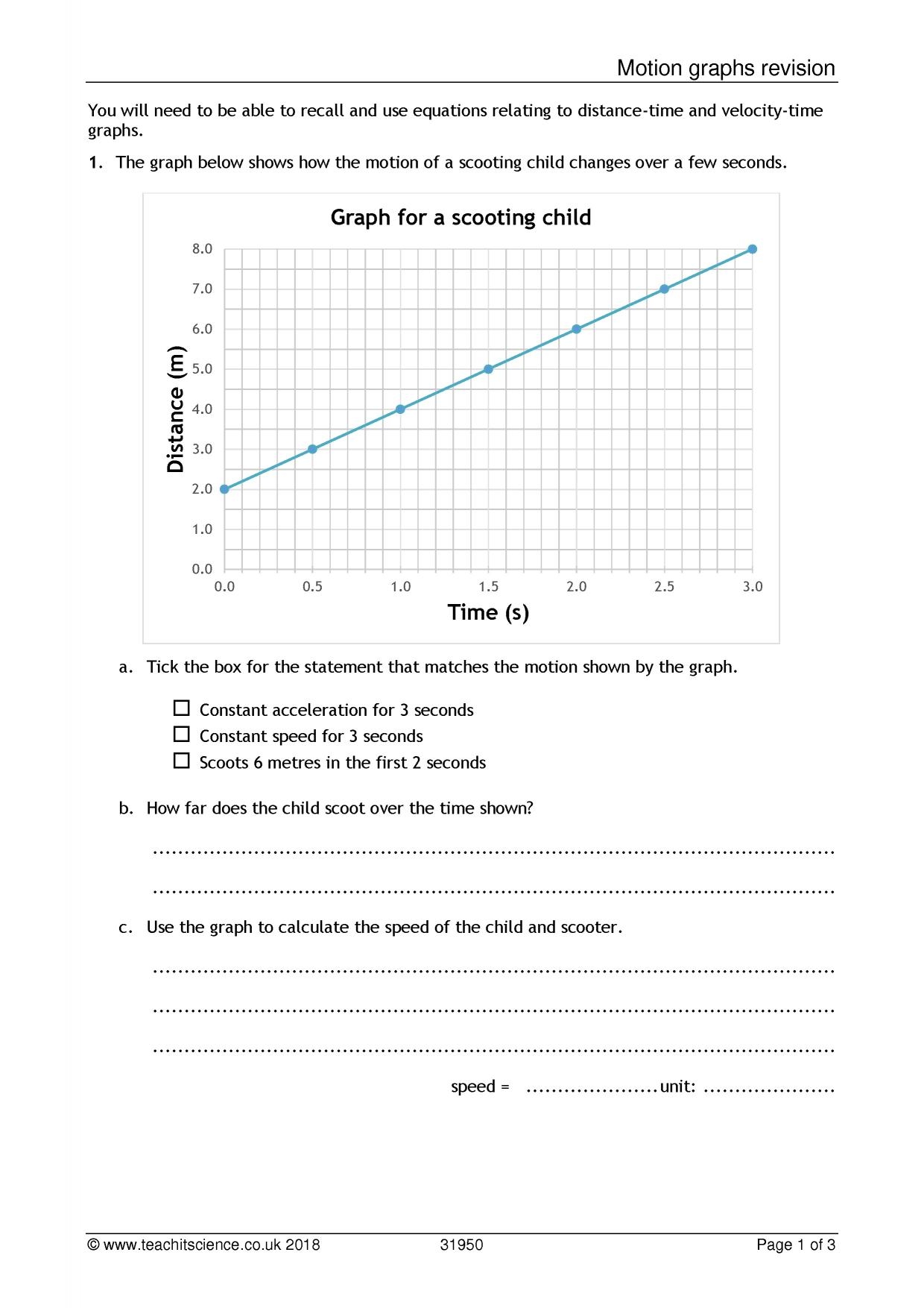 physics motion graphs worksheet physics motion graphs worksheet