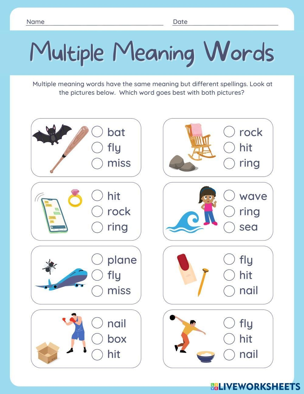 Multiple Meaning Words Live Worksheets Worksheets Library