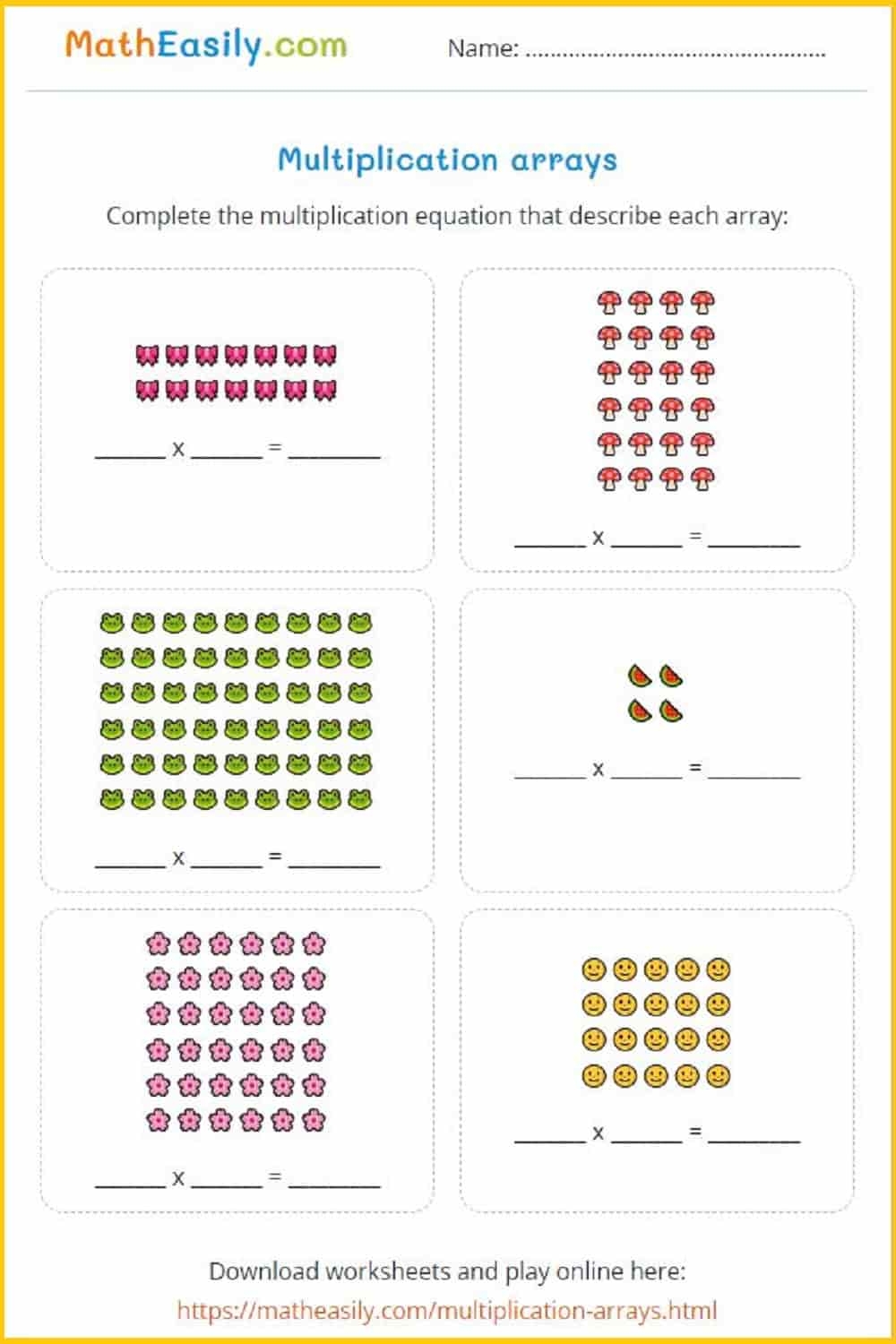 multiplication using arrays worksheets multiplication using arrays worksheets