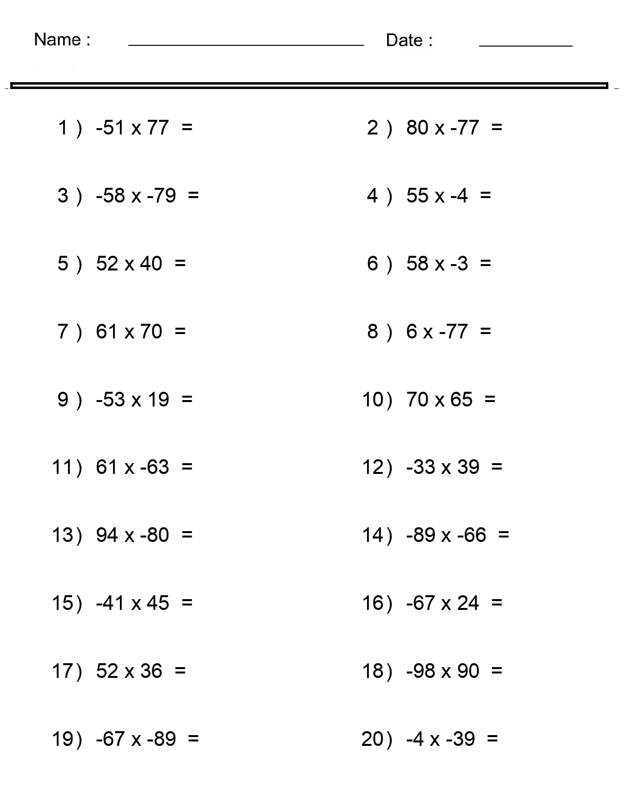 positive and negative numbers worksheet positive and negative numbers worksheet