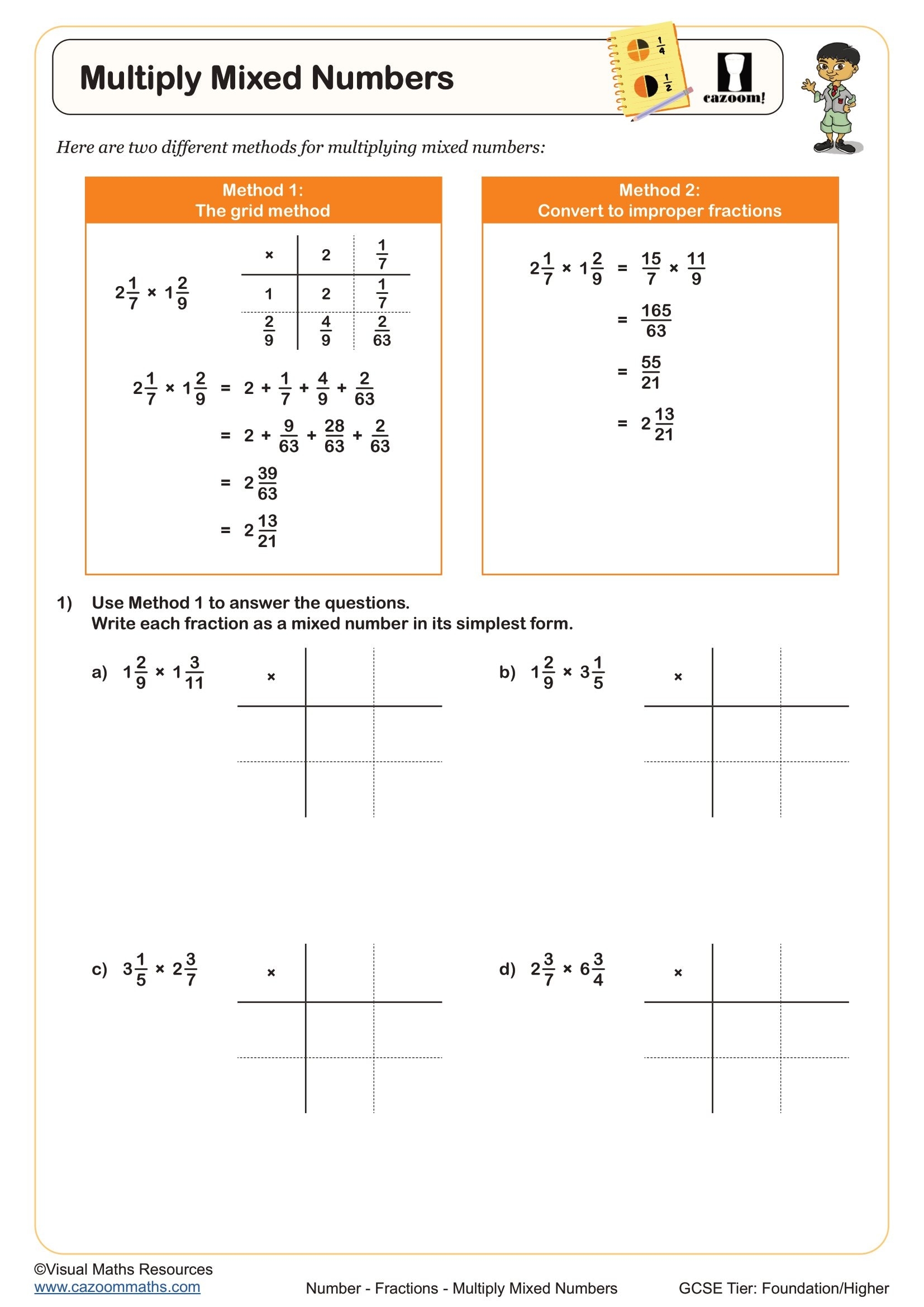 Multiply Mixed Numbers Worksheet Printable PDF For Year 8 And Year 9 And Year 10 Number Worksheet Multiply Mixed Numbers Worksheet Printable PDF For Year 8 And Year 9 And Year 10 Number Worksheet