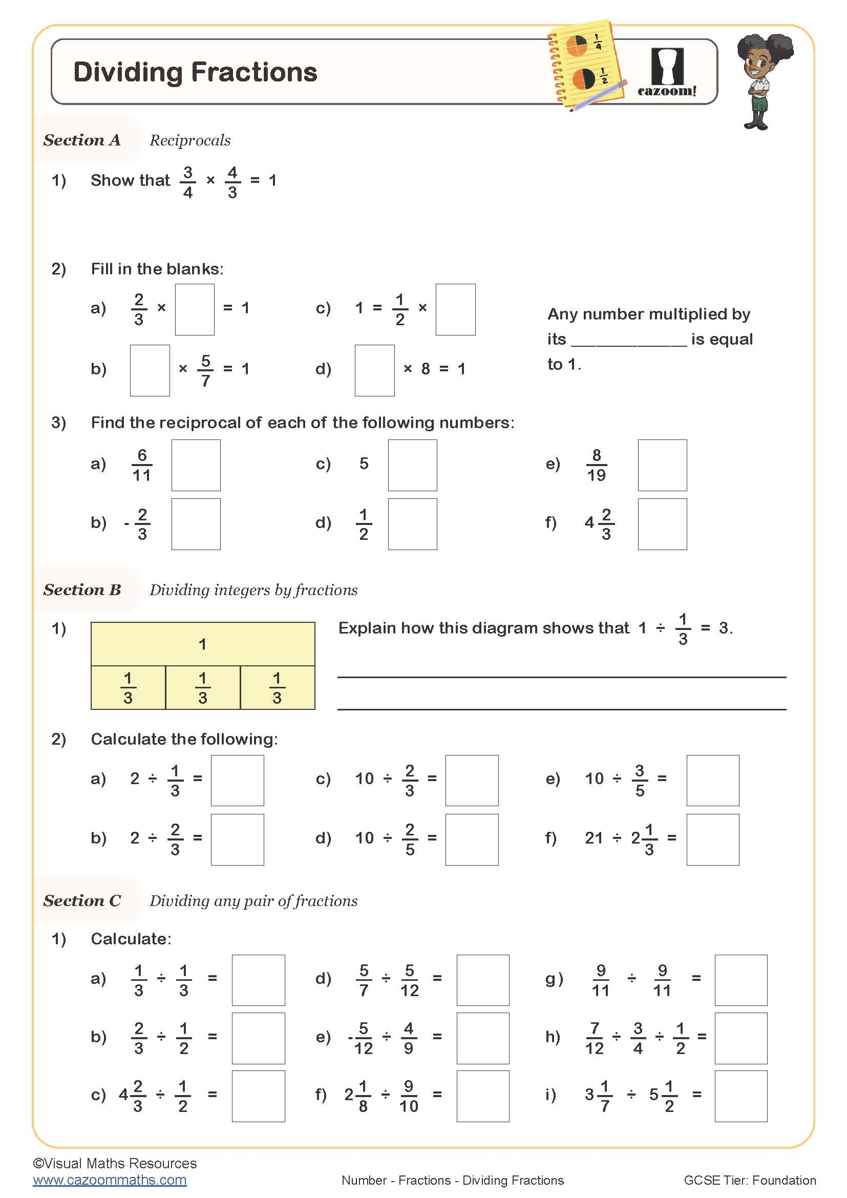 Multiplying And Dividing Fractions Worksheet Printable PDF Worksheets
