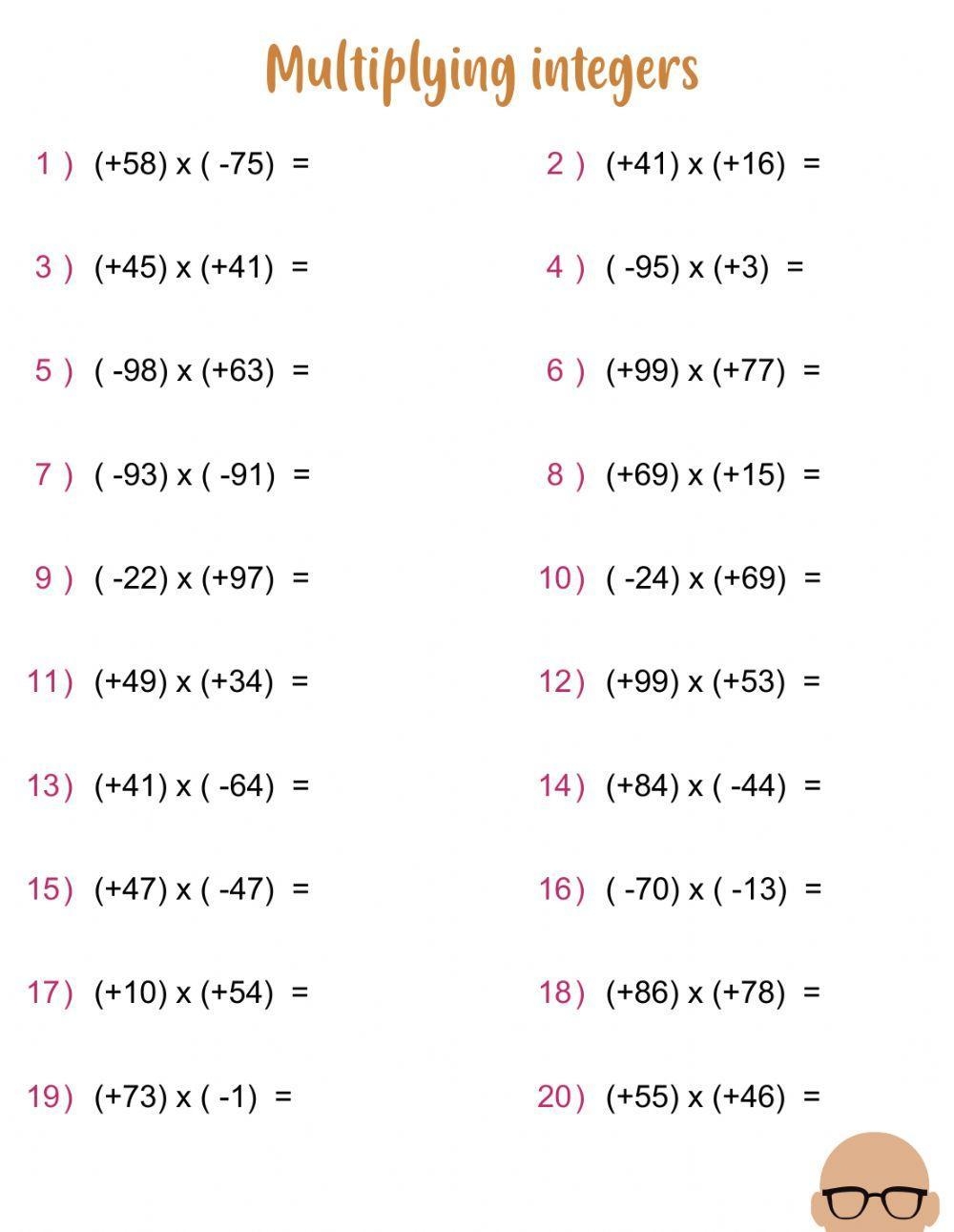 Multiplying And Dividing Integers Worksheet Live Worksheets Worksheets Library
