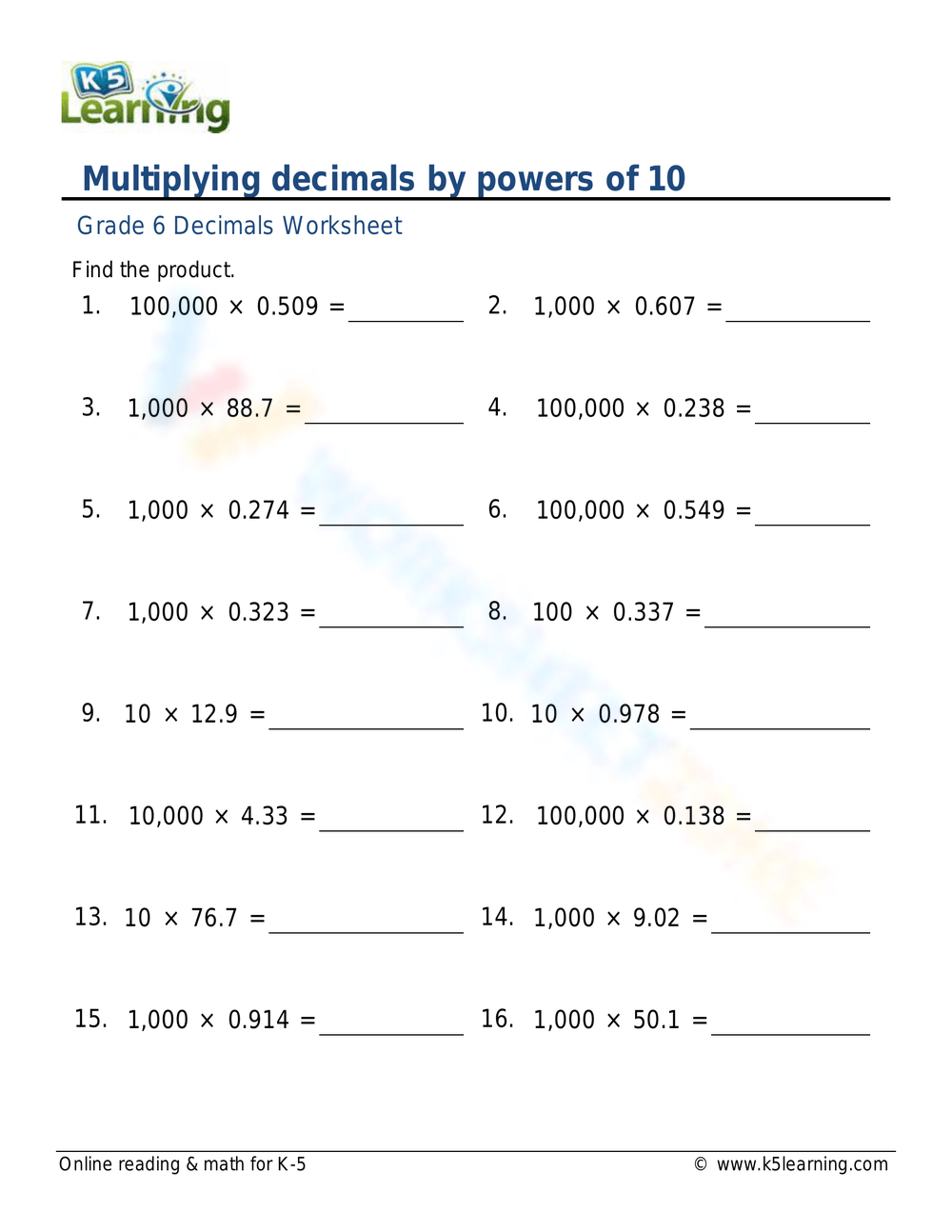 Multiplying By Powers Of 10 Worksheets Printable Multiplying By Powers Of 10 Worksheets Printable