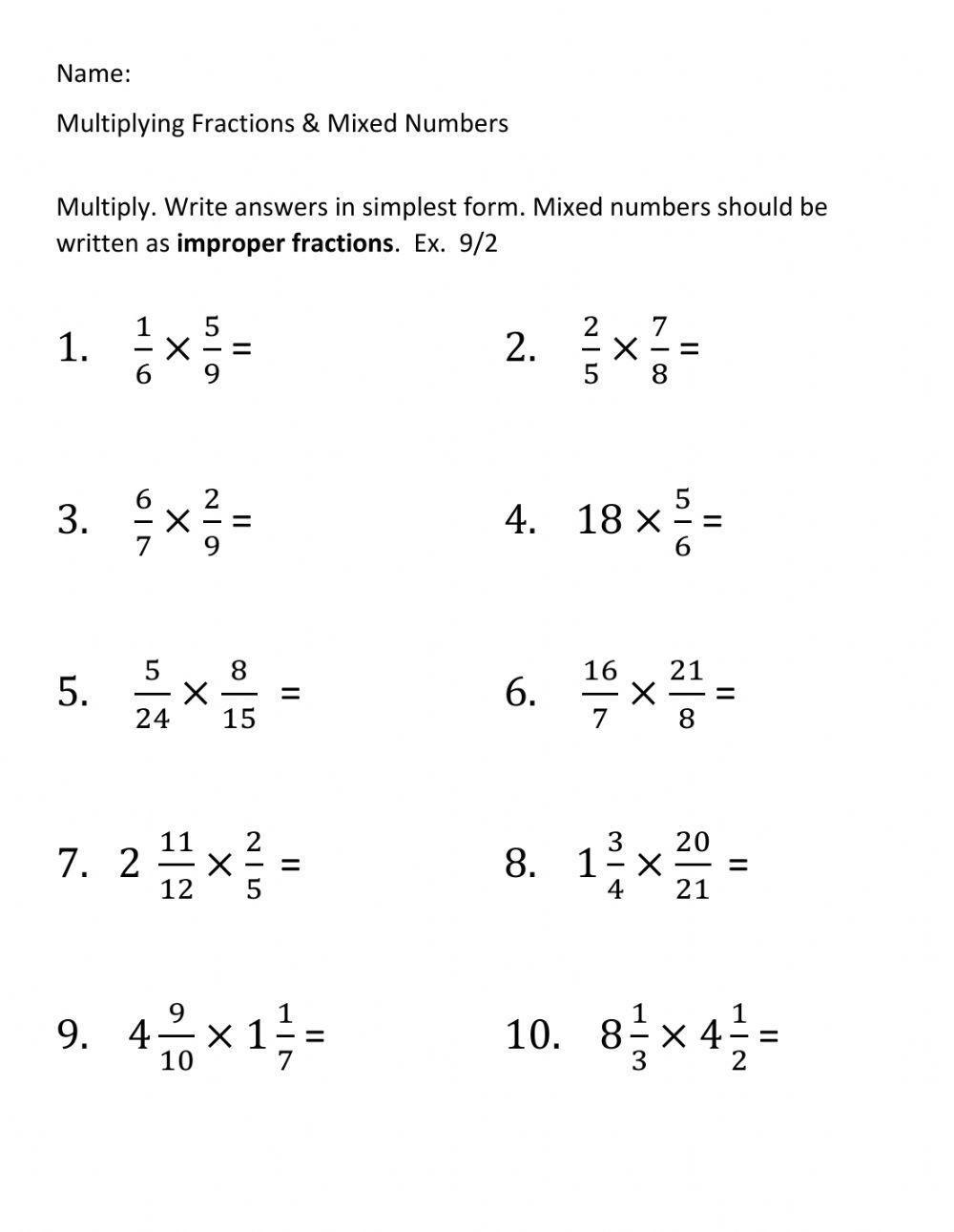 Multiplying Fractions And Mixed Numbers Worksheet Live Worksheets Worksheets Library Multiplying Fractions And Mixed Numbers Worksheet Live Worksheets Worksheets Library
