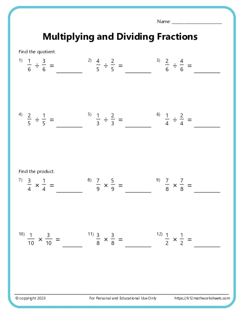 Multiplying Fractions Worksheets Multiplying Fractions Worksheets