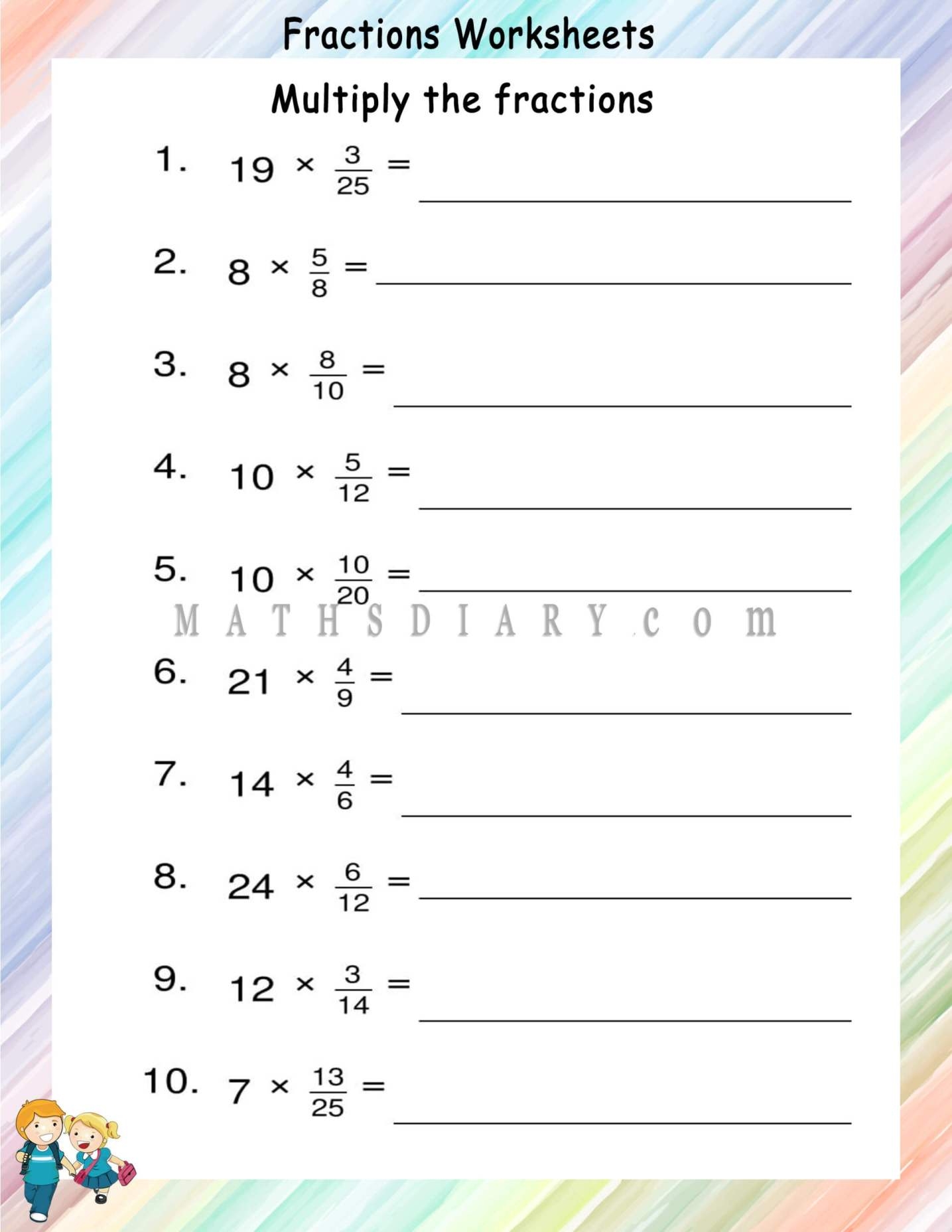 Multiplying Proper Fractions By Whole Number Worksheets Math Worksheets Library