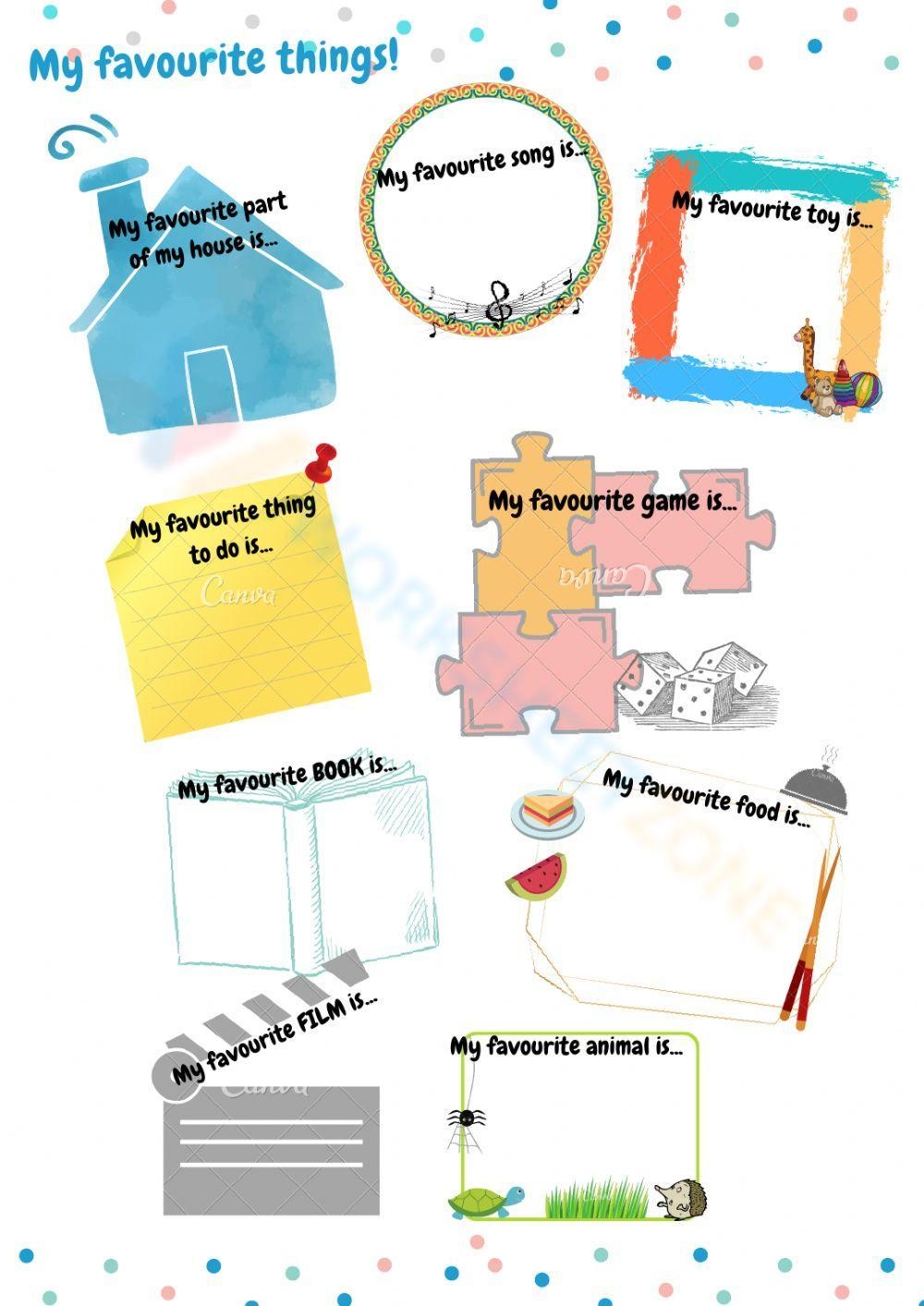 My Favorite Things Worksheets My Favorite Things Worksheets
