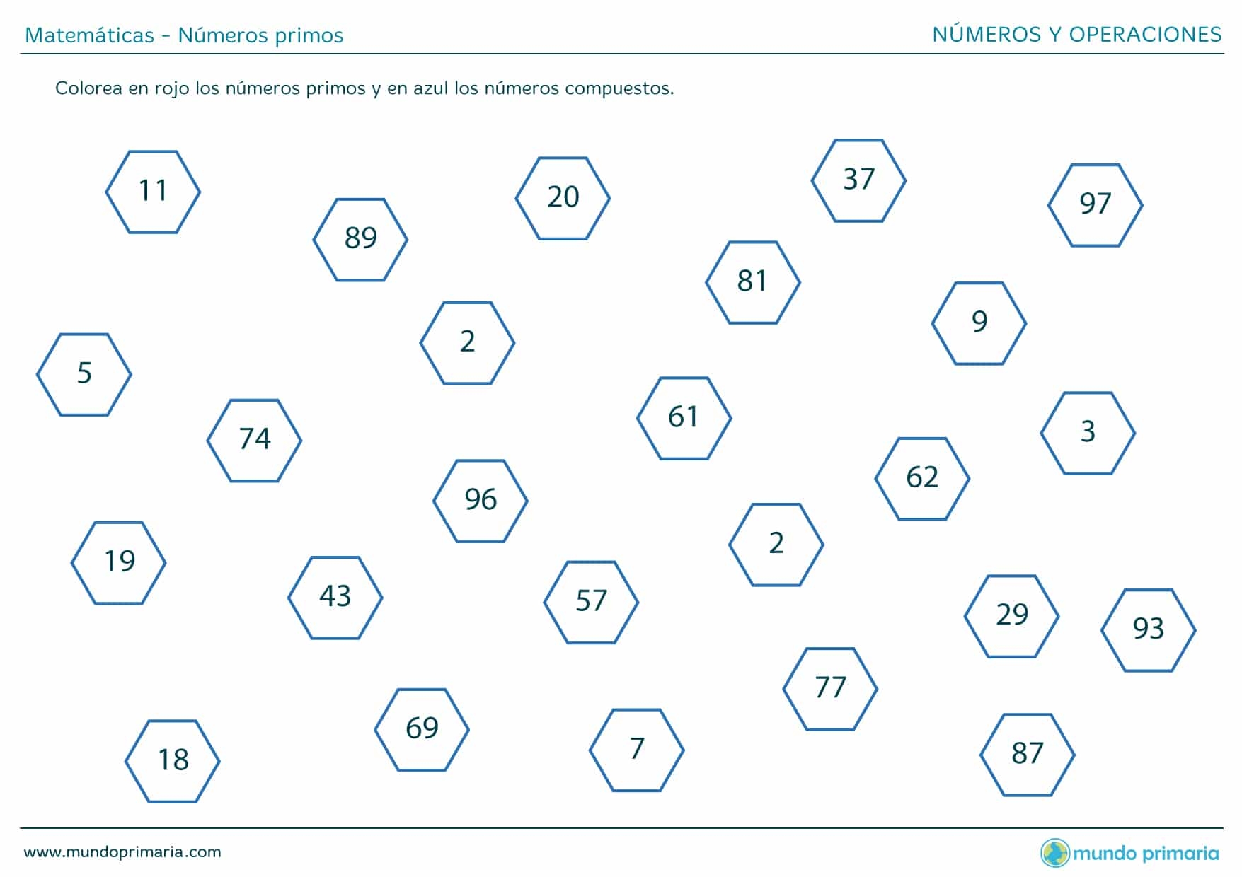 ficha de numeros primos y compuestos
