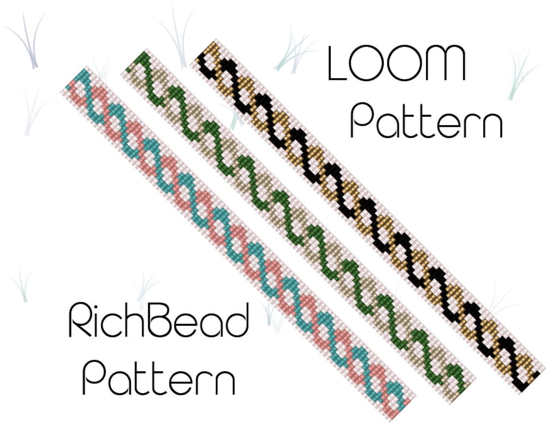 Narrow Bead Loom Bracelet Patterns Simple Beading Loom Patterns For Beginner Easy Skinny Beaded Patterns Bracelet Beadweaving PDF Etsy