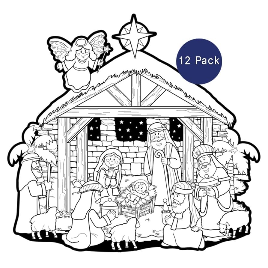 Needzo Pack Of 12 Christmas Nativity Scene For Colouring School Classroom Amazon de Home Kitchen