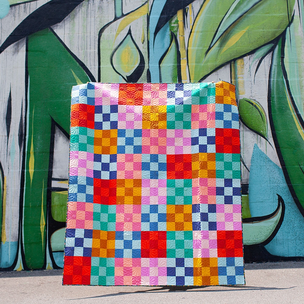Nine Patch Modern Bright Throw Quilt Kit 2 0 Sarah Made