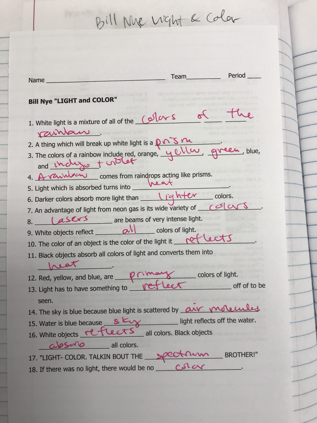 bill nye waves worksheet bill nye waves worksheet