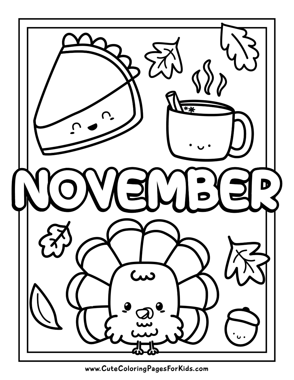 November Coloring Pages 5 Free Printables For Kids Cute Worksheets Library