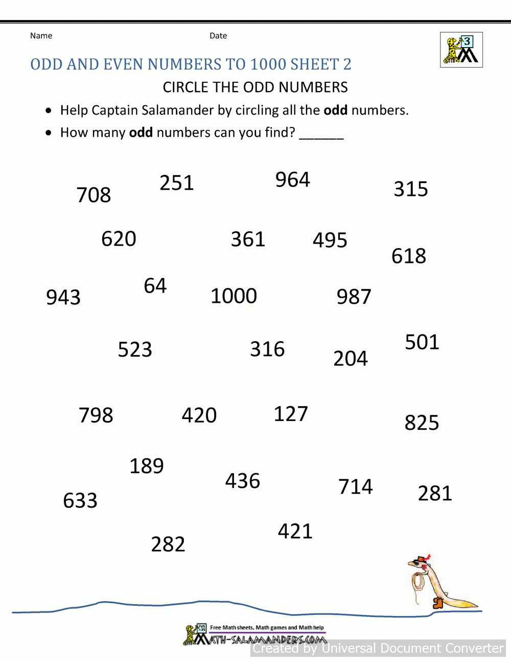 even and odd worksheets