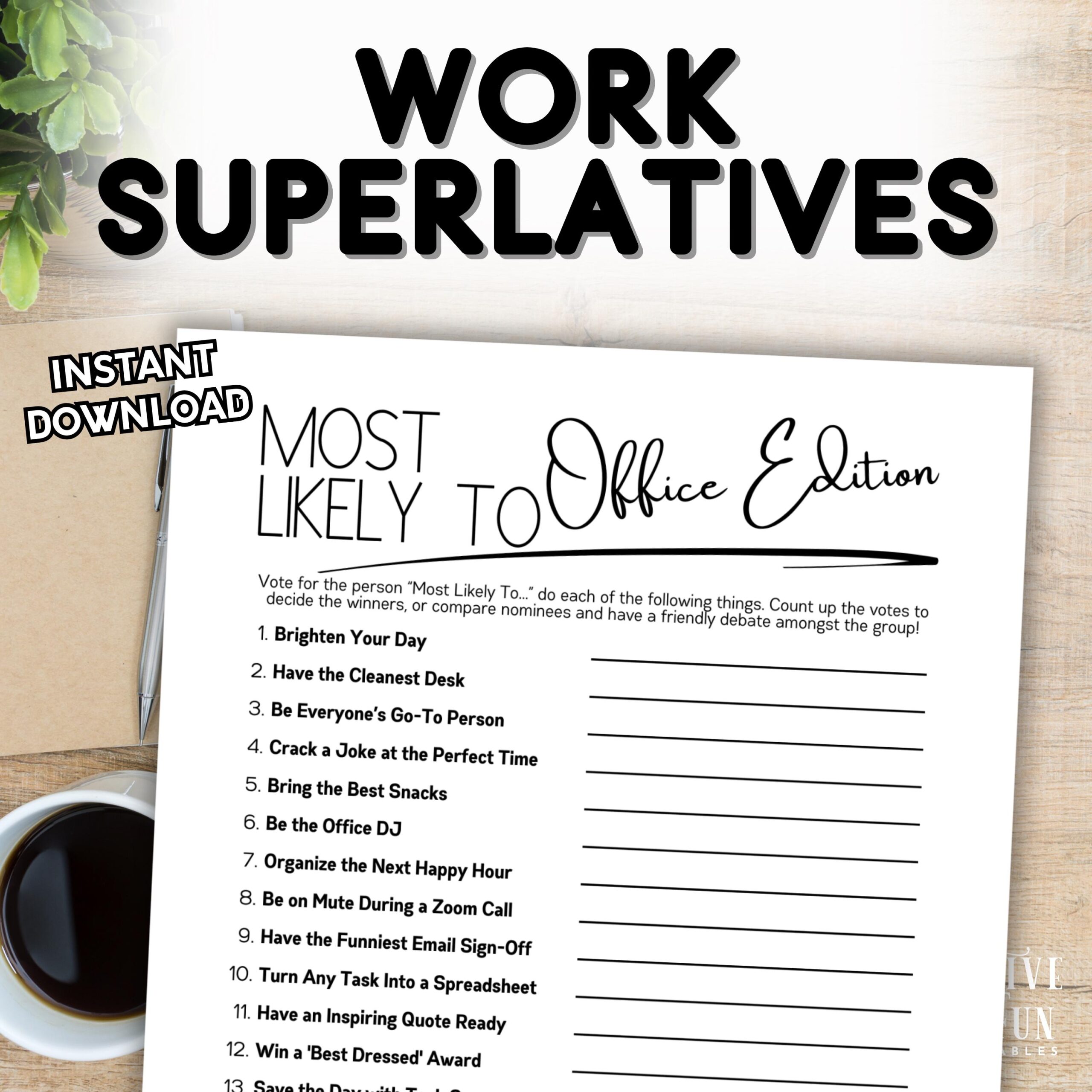Office Most Likely To Superlative Awards Printable Work Holiday Party Game Icebreaker Activity For Team Building And Coworker Staff Morale Etsy