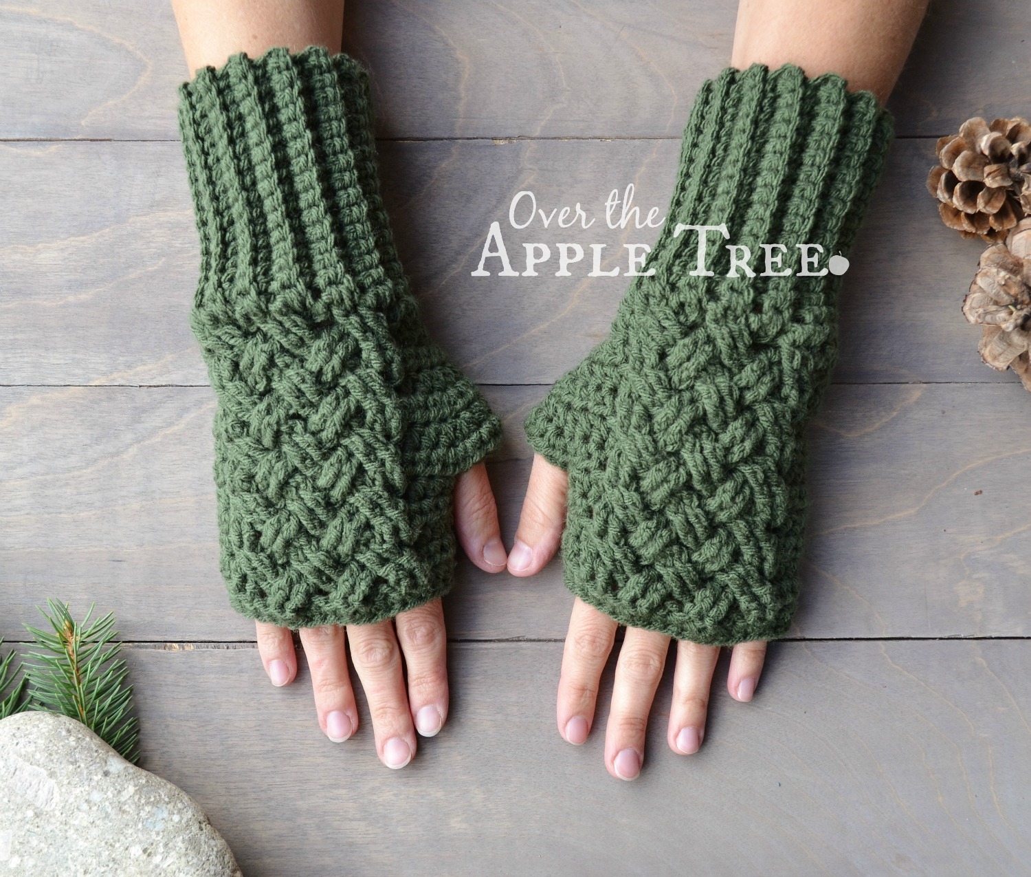 Over The Apple Tree Celtic Weave Fingerless Gloves Free Pattern