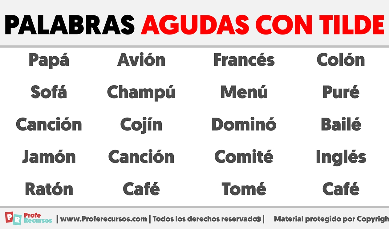 Palabras Agudas Con Tilde Palabras Agudas Con Tilde