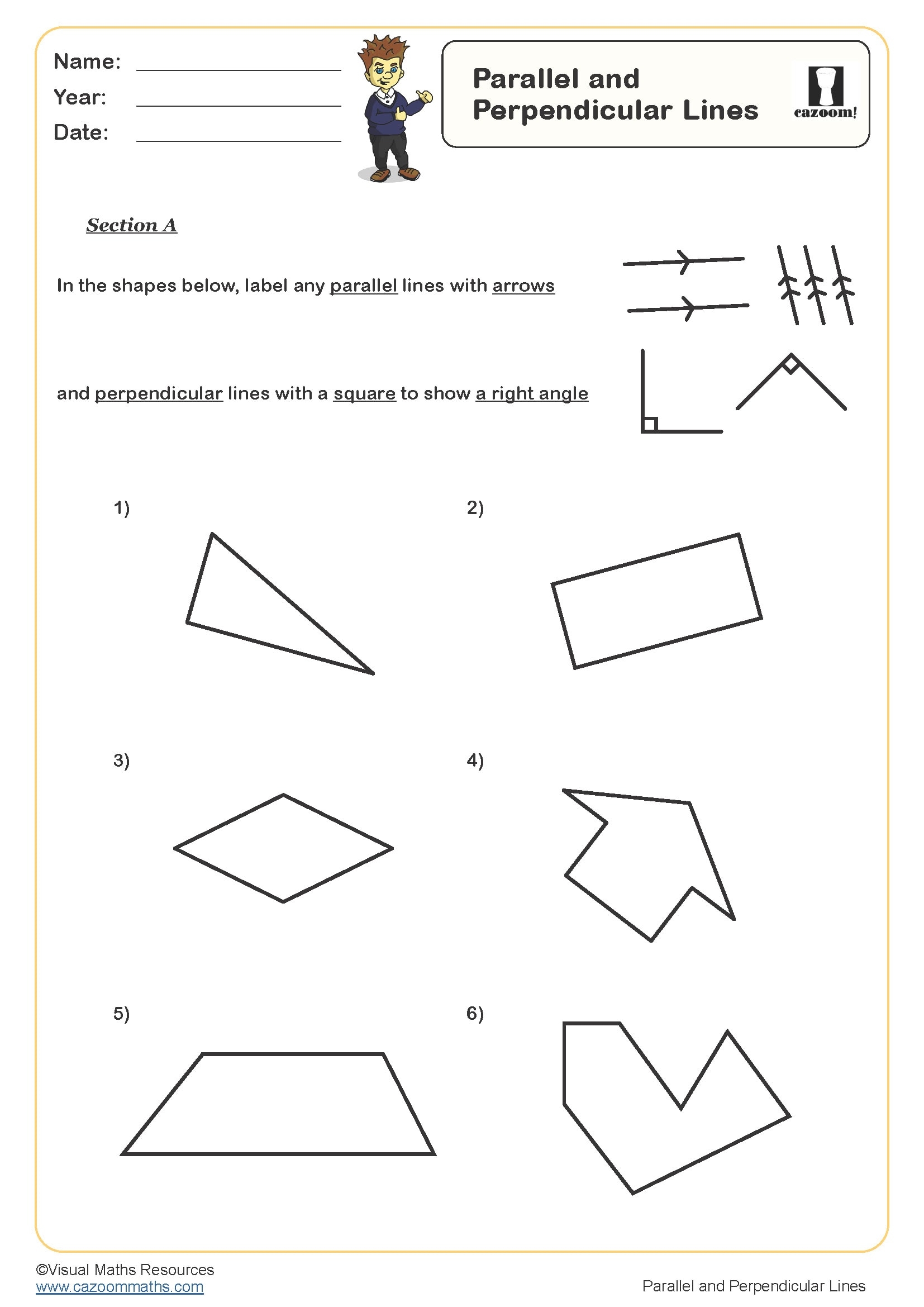 Parallel And Perpendicular Lines Worksheet PDF Printable Geometry Worksheets