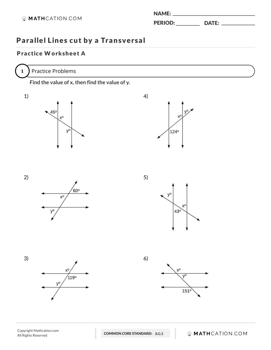Parallel Lines Cut By A Transversal Worksheet Examples And Notes Worksheets Library