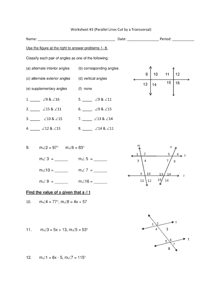 parallel lines and transversals worksheet parallel lines and transversals worksheet